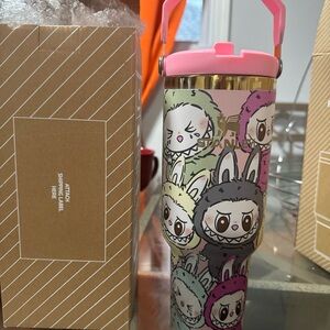 Stanley Pink Lid Tumbler with Colorful Monster Design